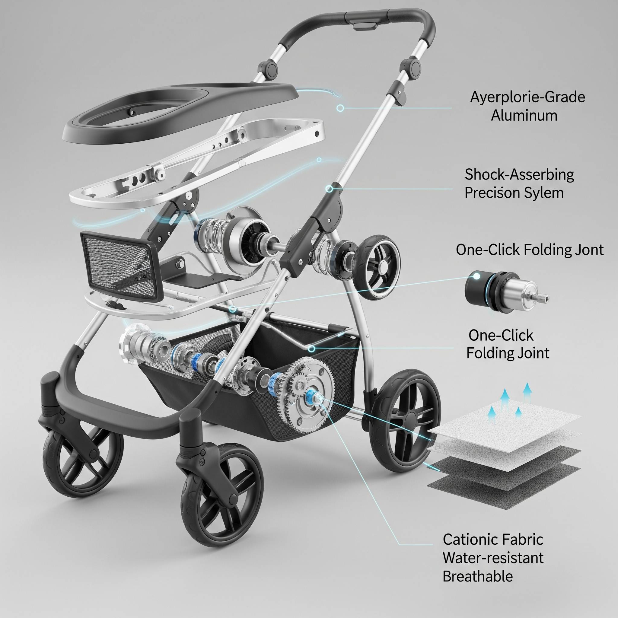 Detailed diagram of TailyHoo pet stroller technology
